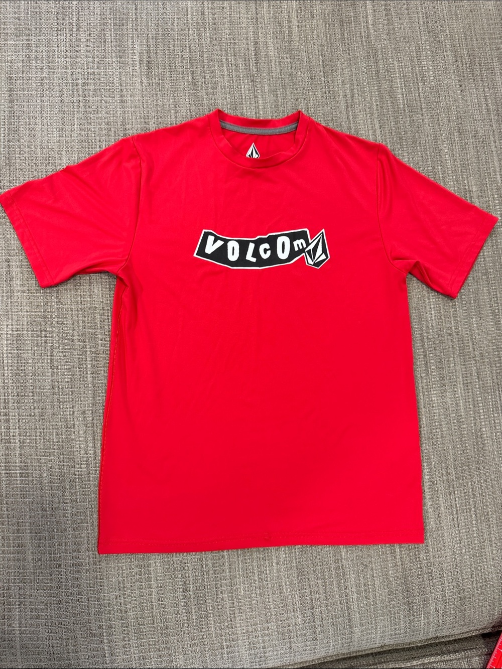 Volcom Red Short-Sleeve Tee with Black & White Logo/ Boys / Youth